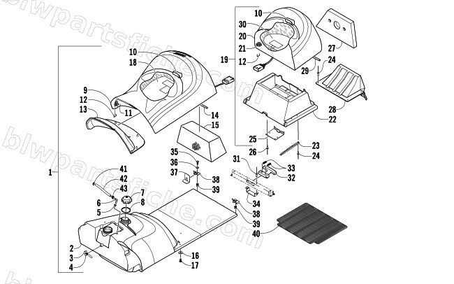 GAS TANK AND SEAT ASSEMBLY diagram