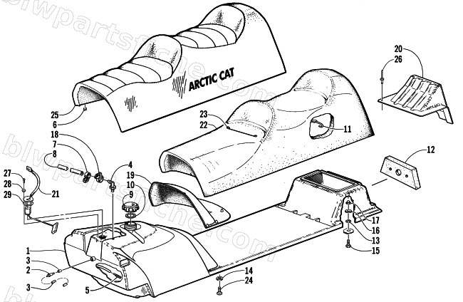 GAS TANK AND SEAT ASSEMBLY diagram
