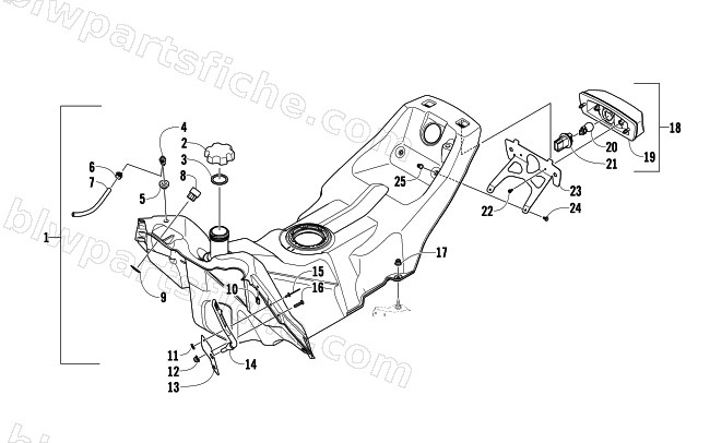 GAS TANK AND TAILLIGHT ASSEMBLY diagram