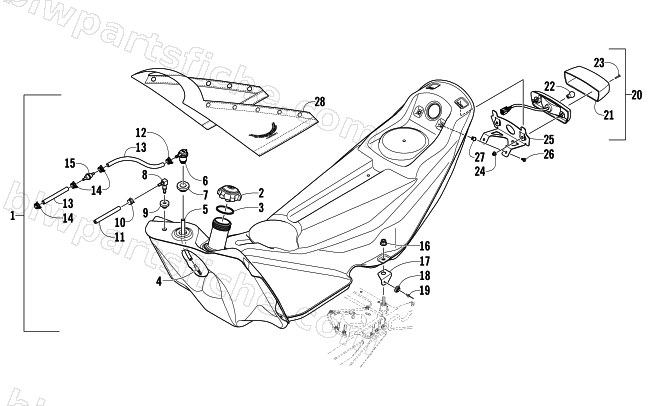 GAS TANK AND TAILLIGHT ASSEMBLY diagram