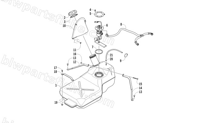 GAS TANK ASSEMBLY: SERIAL #0950T80010060 AND UP diagram