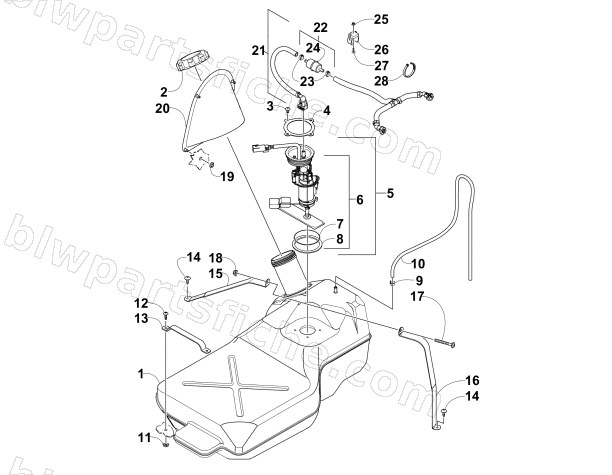 GAS TANK ASSEMBLY UP TO VIN: 302024 diagram