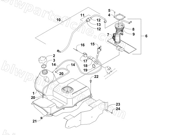GAS TANK ASSEMBLY (UP TO VIN: AT205776) diagram