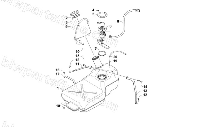 GAS TANK ASSEMBLY VIN: 302025 AND UP diagram