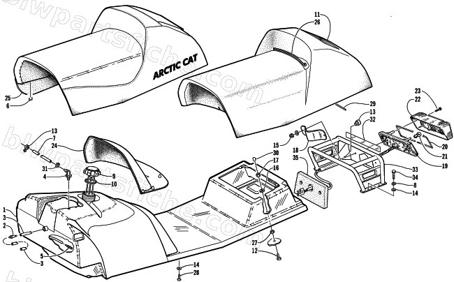 GAS TANK, RACK, SEAT, AND TAILLIGHT ASSEMBLY diagram
