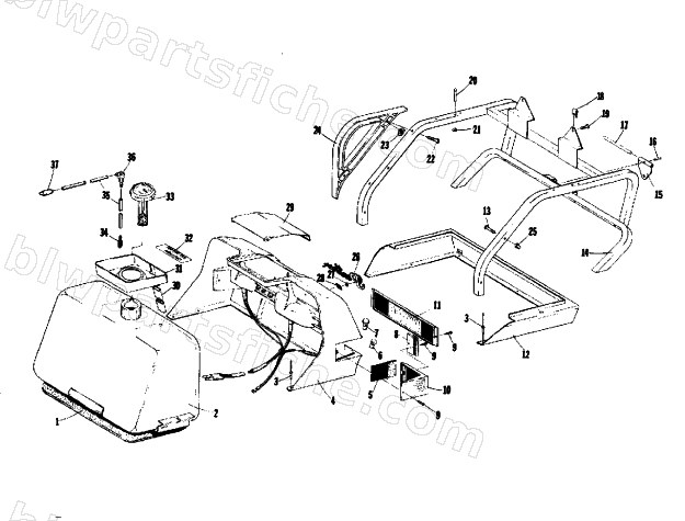 GAS TANK, REAR SHROUD AND BUMPER diagram