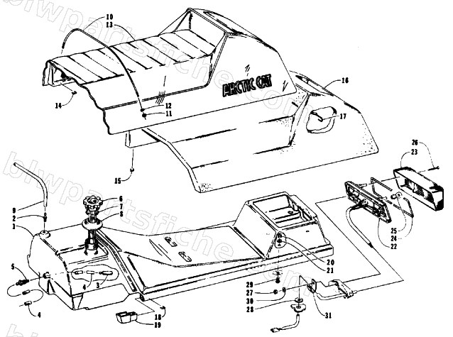 GAS TANK, SEAT, AND TAILLIGHT ASSEMBLIES diagram