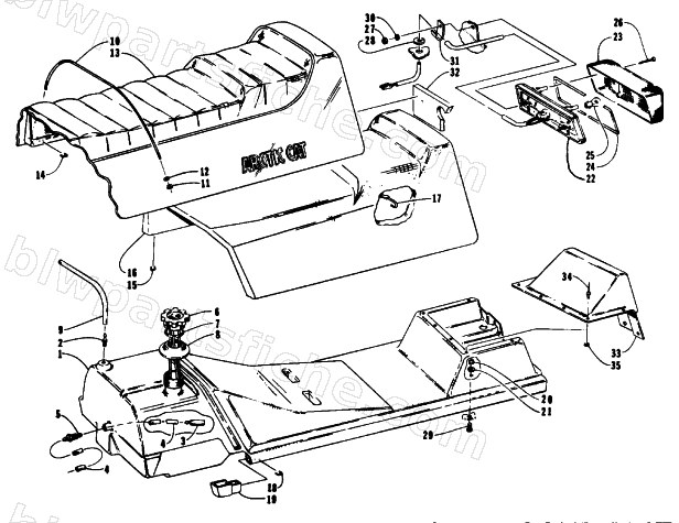 GAS TANK, SEAT, AND TAILLIGHT ASSEMBLIES diagram