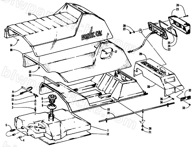 GAS TANK, SEAT, AND TAILLIGHT ASSEMBLIES diagram