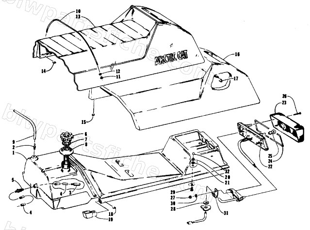 GAS TANK, SEAT, AND TAILLIGHT ASSEMBLIES diagram