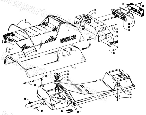 GAS TANK, SEAT, AND TAILLIGHT ASSEMBLIES diagram