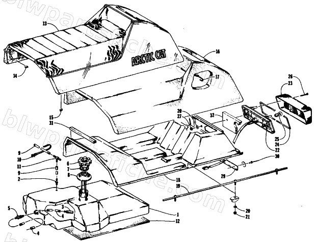 GAS TANK, SEAT AND TAILLIGHT ASSEMBLIES diagram