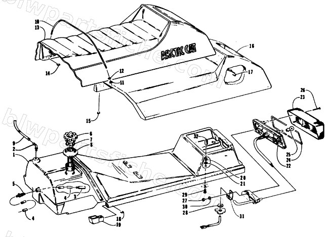 GAS TANK, SEAT, AND TAILLIGHT ASSEMBLIES diagram