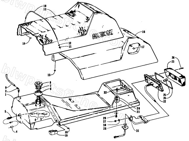 GAS TANK, SEAT, AND TAILLIGHT ASSEMBLIES diagram