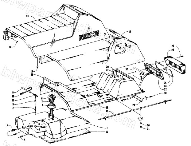 GAS TANK, SEAT, AND TAILLIGHT ASSEMBLIES diagram