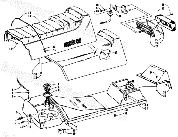 GAS TANK, SEAT, AND TAILLIGHT ASSEMBLIES diagram