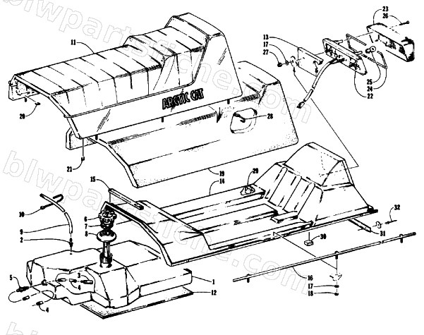 GAS TANK, SEAT, AND TAILLIGHT ASSEMBLIES diagram
