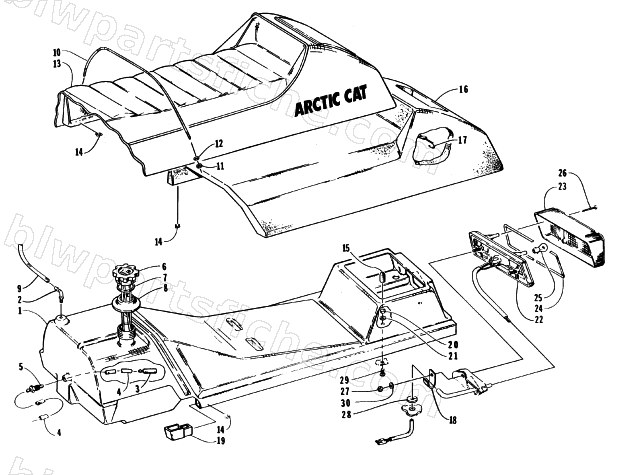 GAS TANK, SEAT, AND TAILLIGHT ASSEMBLIES diagram