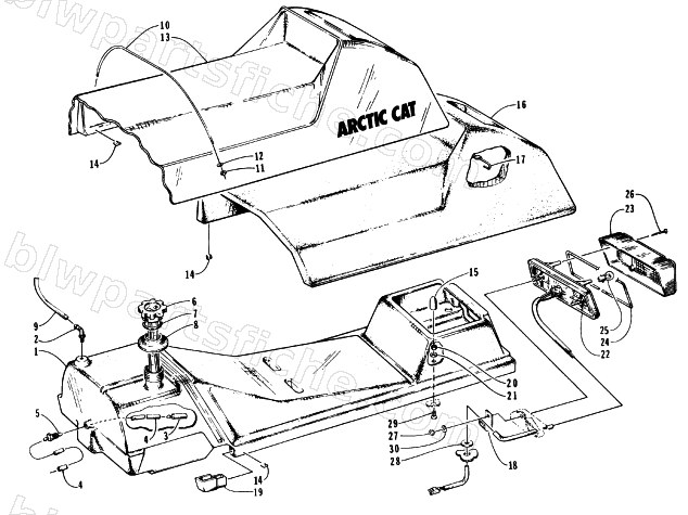 GAS TANK, SEAT, AND TAILLIGHT ASSEMBLIES diagram