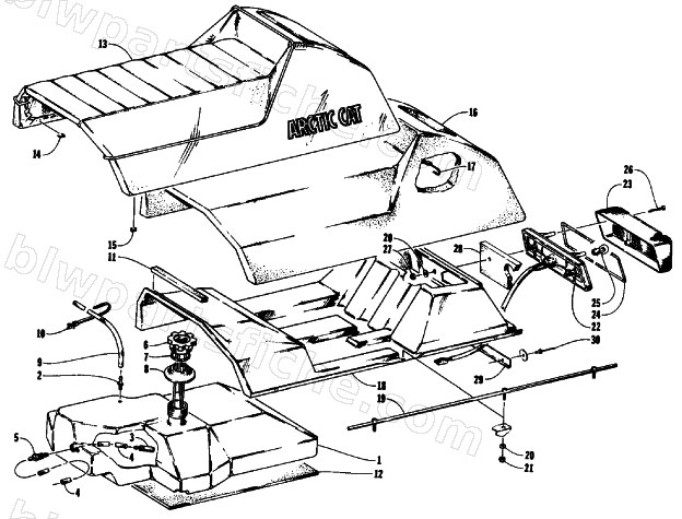 GAS TANK, SEAT, AND TAILLIGHT ASSEMBLIES diagram