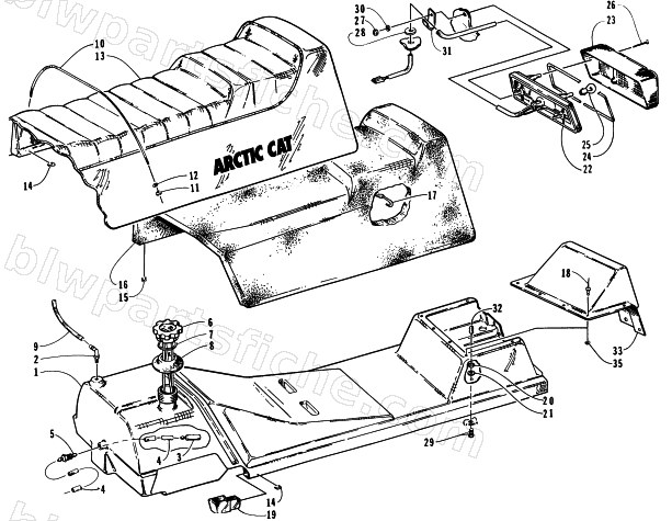 GAS TANK, SEAT, AND TAILLIGHT ASSEMBLIES diagram