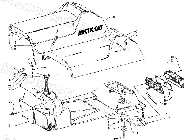 GAS TANK, SEAT, AND TAILLIGHT ASSEMBLIES diagram