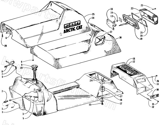 GAS TANK, SEAT, AND TAILLIGHT ASSEMBLIES diagram