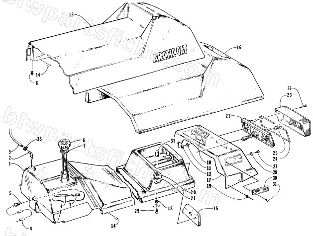 GAS TANK, SEAT, AND TAILLIGHT ASSEMBLIES diagram
