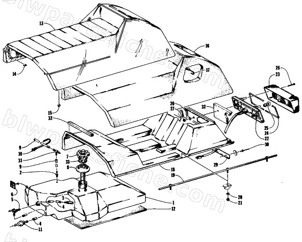 GAS TANK, SEAT, AND TAILLIGHT ASSEMBLIES diagram