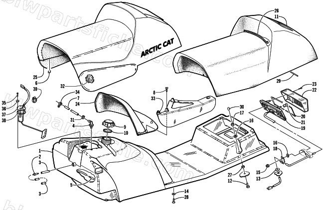 GAS TANK, SEAT, AND TAILLIGHT ASSEMBLY diagram