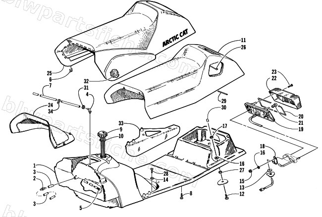 GAS TANK, SEAT AND TAILLIGHT ASSEMBLY diagram