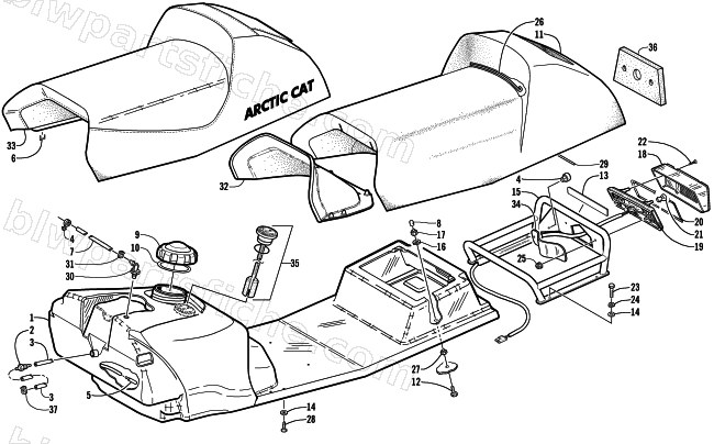 GAS TANK, SEAT, AND TAILLIGHT ASSEMBLY diagram