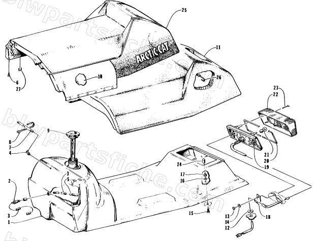 GAS TANK, SEAT, AND TAILLIGHT ASSEMBLY diagram