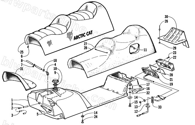 GAS TANK, SEAT, AND TAILLIGHT ASSEMBLY diagram