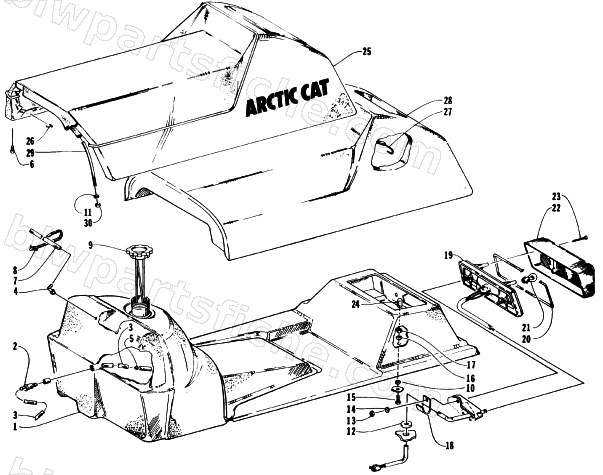 GAS TANK, SEAT, AND TAILLIGHT ASSEMBLY diagram