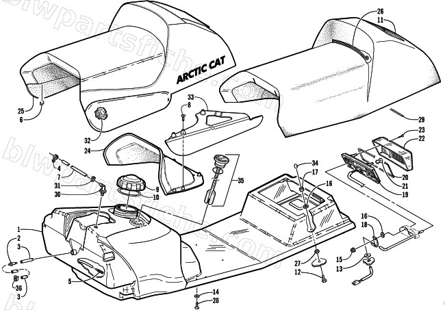 GAS TANK, SEAT, AND TAILLIGHT ASSEMBLY diagram
