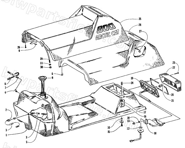 GAS TANK, SEAT, AND TAILLIGHT ASSEMBLY diagram