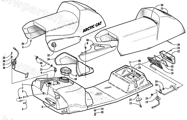 GAS TANK, SEAT, AND TAILLIGHT ASSEMBLY diagram