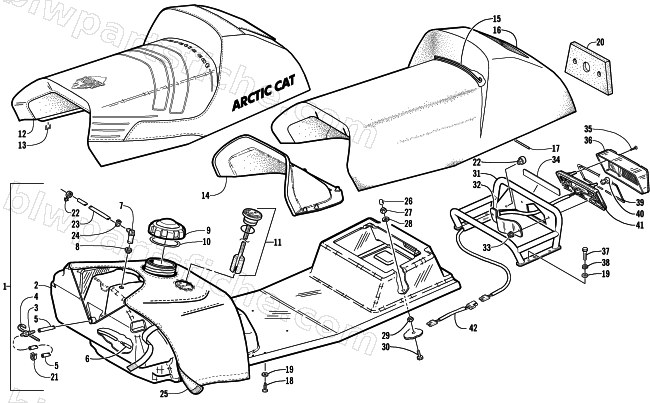 GAS TANK, SEAT, AND TAILLIGHT ASSEMBLY diagram