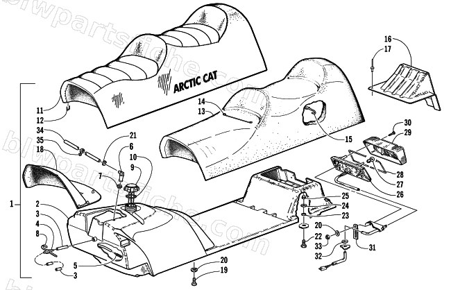 GAS TANK, SEAT, AND TAILLIGHT ASSEMBLY diagram