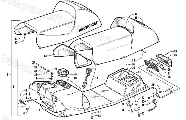 GAS TANK, SEAT, AND TAILLIGHT ASSEMBLY diagram