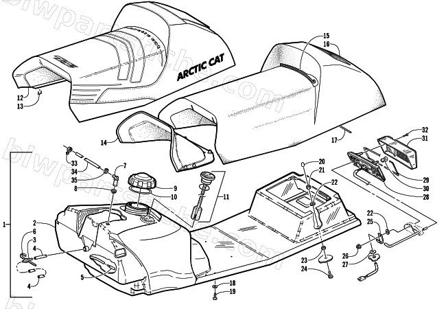 GAS TANK, SEAT, AND TAILLIGHT ASSEMBLY diagram