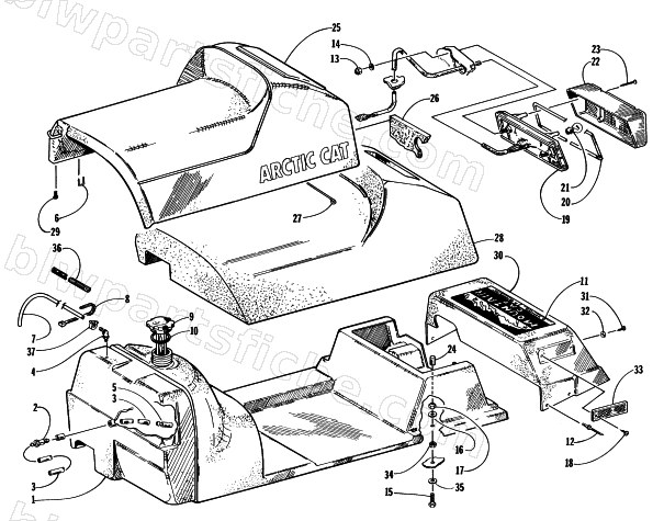 GAS TANK, SEAT, AND TAILLIGHT ASSEMBLY diagram