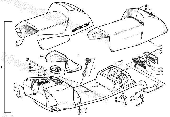 GAS TANK, SEAT, AND TAILLIGHT ASSEMBLY diagram