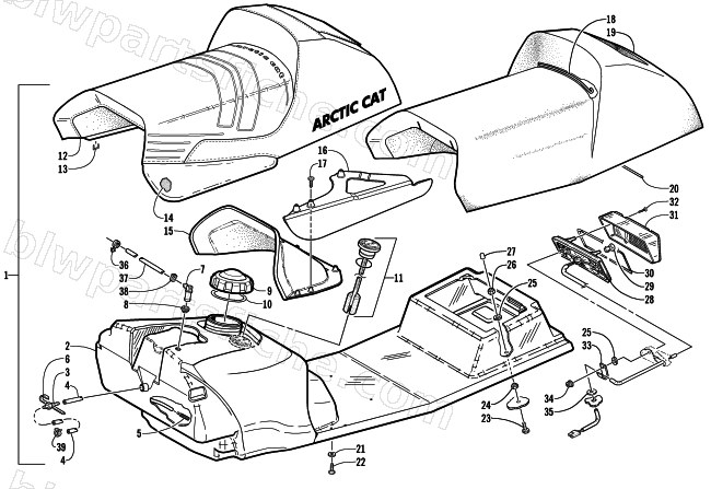 GAS TANK, SEAT, AND TAILLIGHT ASSEMBLY diagram