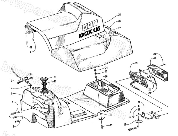 GAS TANK, SEAT, AND TAILLIGHT ASSEMBLY diagram