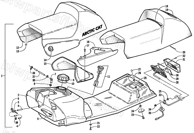 GAS TANK, SEAT, AND TAILLIGHT ASSEMBLY diagram