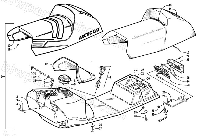 GAS TANK, SEAT, AND TAILLIGHT ASSEMBLY diagram