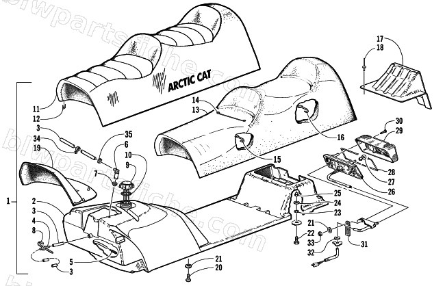 GAS TANK, SEAT, AND TAILLIGHT ASSEMBLY diagram