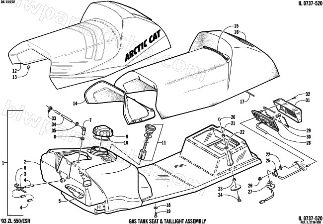 GAS TANK, SEAT, AND TAILLIGHT ASSEMBLY diagram